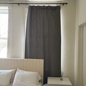 West Elm Dark Gray Crossweave Blackout Curtain Panel 48 x 96 in